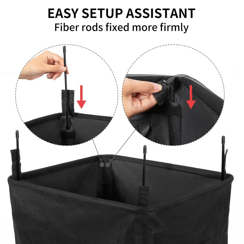 WOWLIVE Large Rolling Laundry Basket Wheels 90L Collapsible Tall Laundry Hamper Handle Foldable Dirty Clothing Basket Fold up Rectangular Hampers for Laundry Dorm Room (Black) - Image 5
